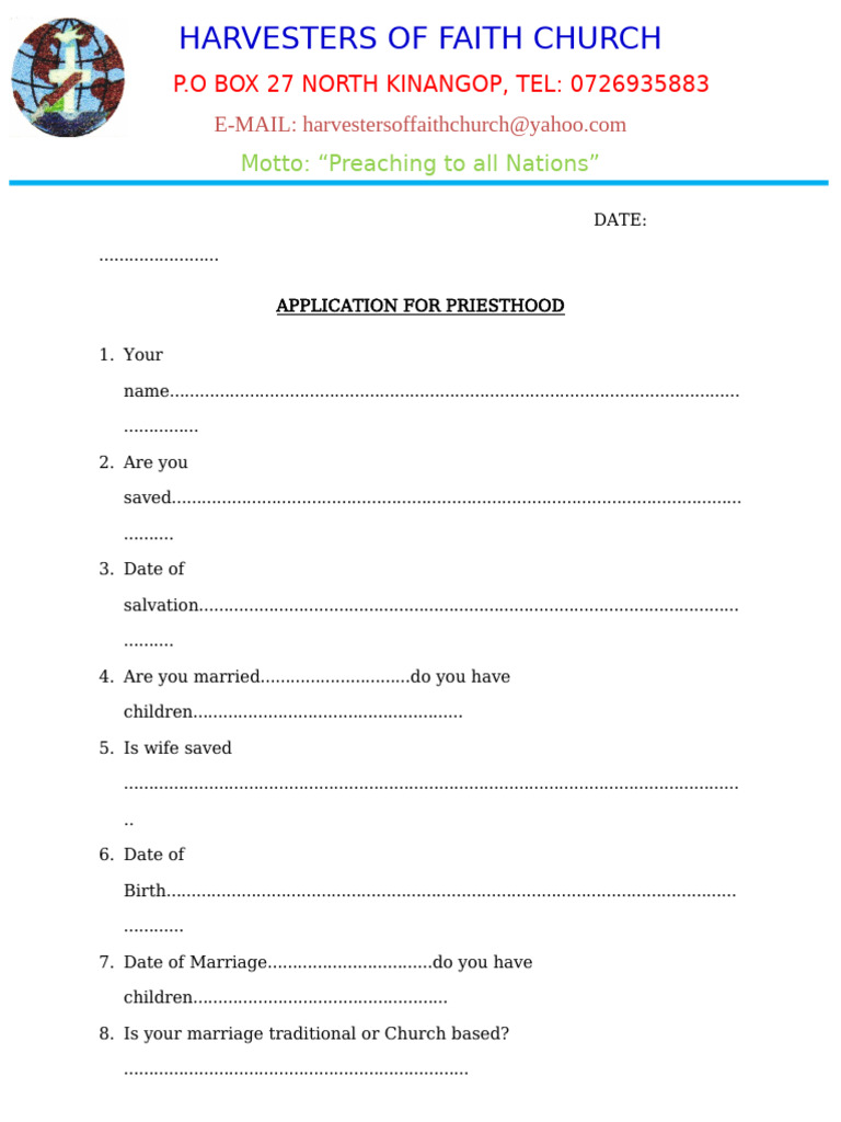 APPLICATION FOR PRIESTHOOD | PDF | Chess Openings | Chess
