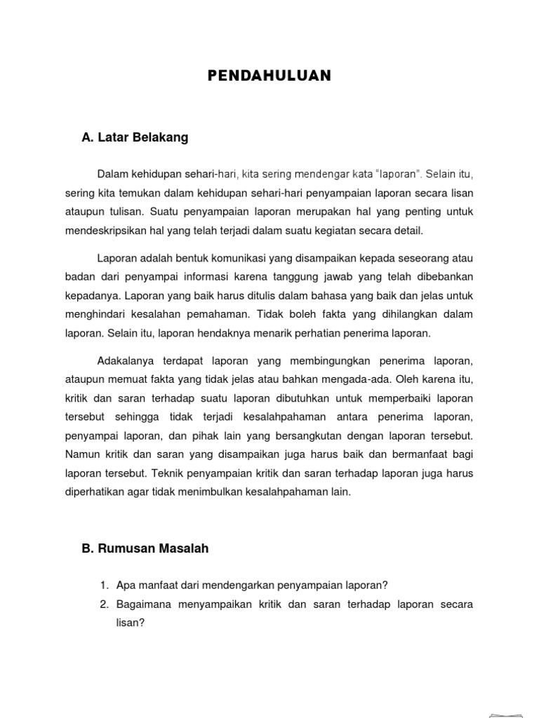 Mengomentari Berbagai Laporan Lisan Dengan Memberikan