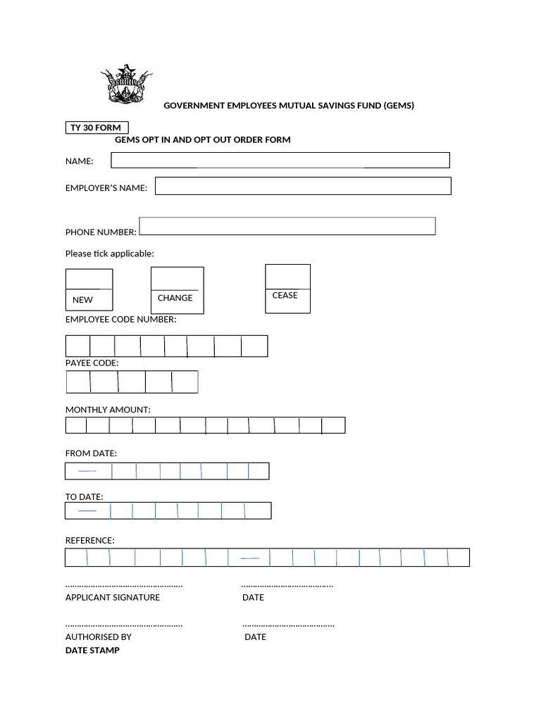 Gems Ty30 Form | PDF
