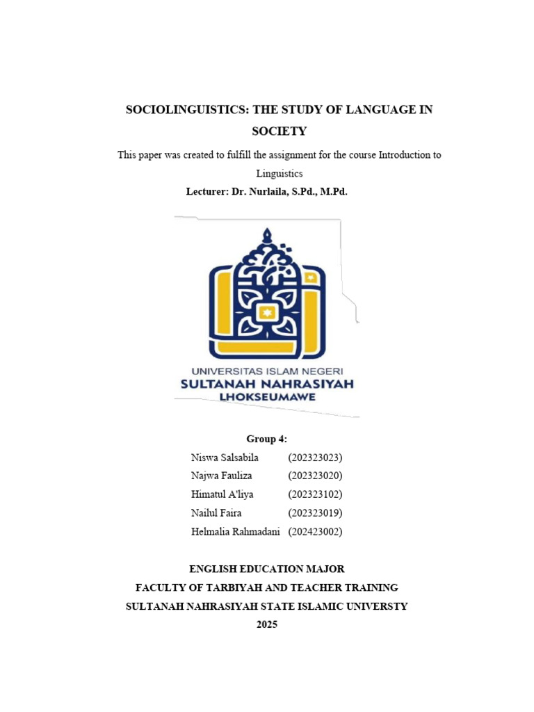 (Group 4) Sociolinguistics | PDF | English Language | Dialect