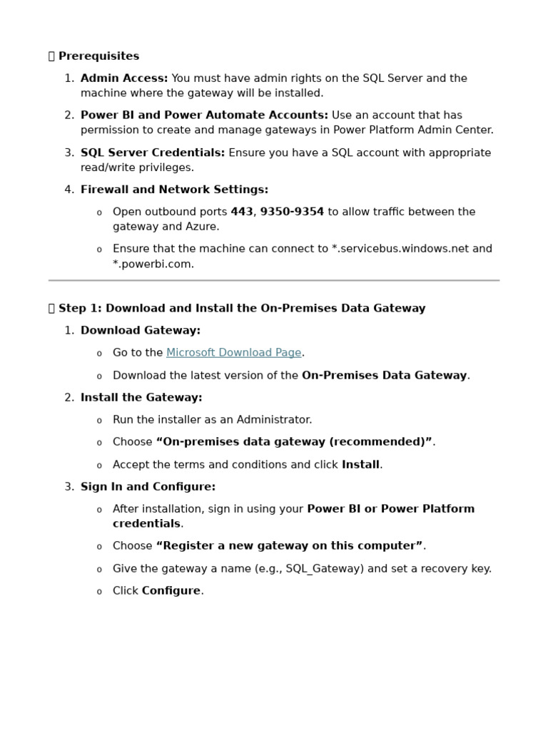 Power Platform on-Premises Data Gateway Plan | PDF | Microsoft Sql ...