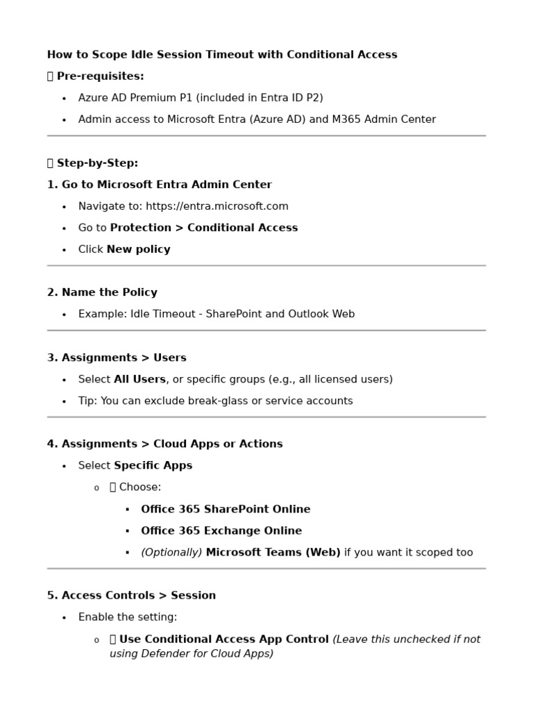 How to Scope Idle Session Timeout With Conditional Access | PDF