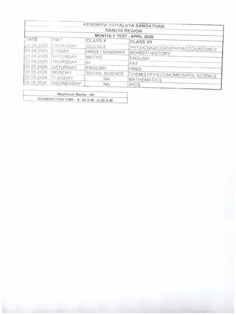 Date Sheet | PDF