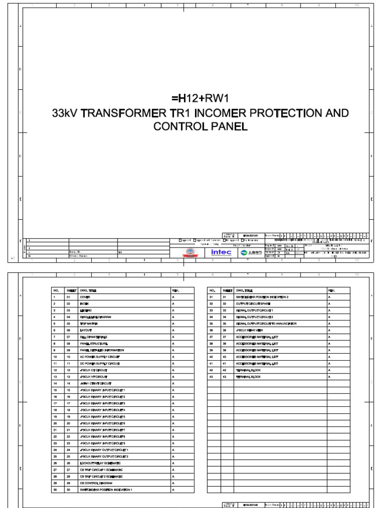 =h12+Rw1 33kv Tr1 Incomer p&c Panel Wiring Diagram | PDF