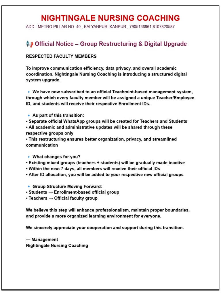 ? Official Notice – Group Restructuring & Digital Upgrade | PDF