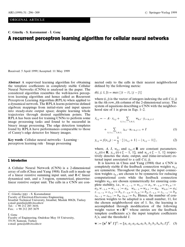 C. Gukzelis-A Recurrent Perceptron Learning Algorithm for Cellular ...
