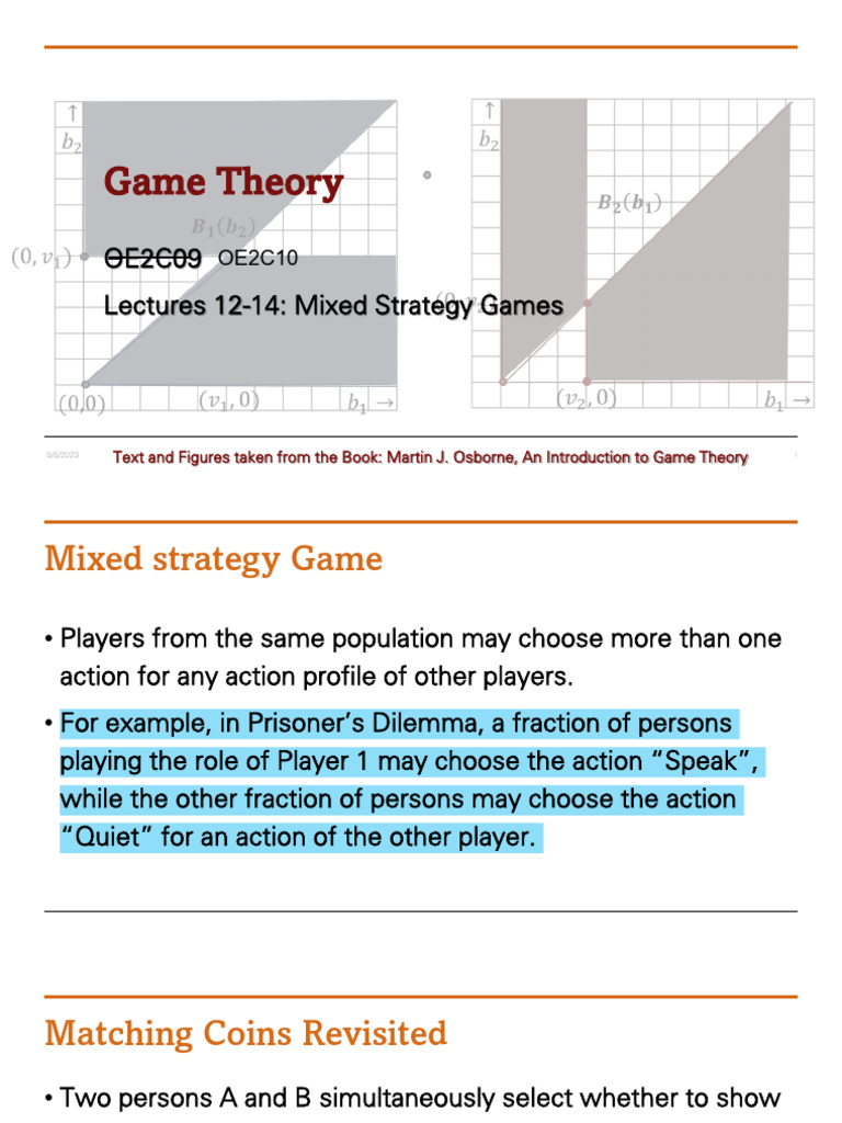 Lecture 12-14 Mixed Strategy Games | PDF