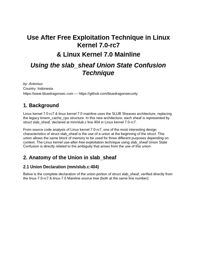 Linux Kernel Uaf Slab Sheaf Union State Confusion | PDF | Pointer ...