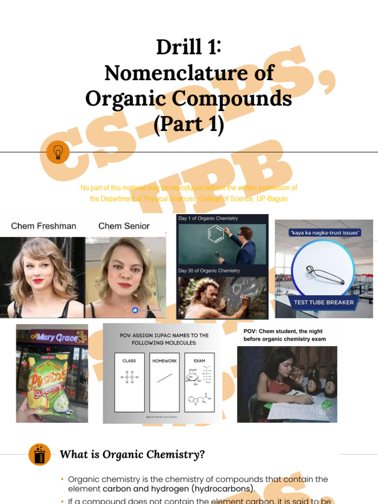 Drill 1. Nomenclature of Organic Compounds.pptx | PDF | Alkene | Alkane