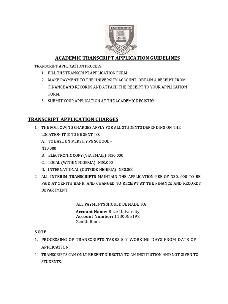 Transcript Application Guideline (1) (1)transaction | PDF