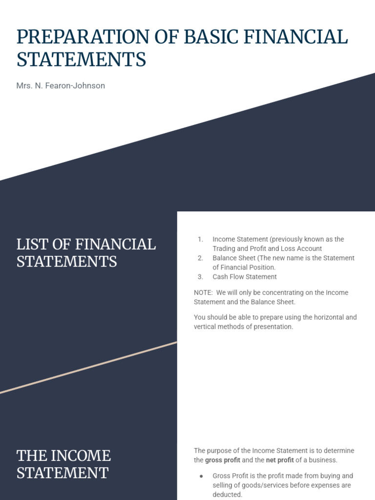 Preparation of Basic Financial Statements Powerpoint | PDF