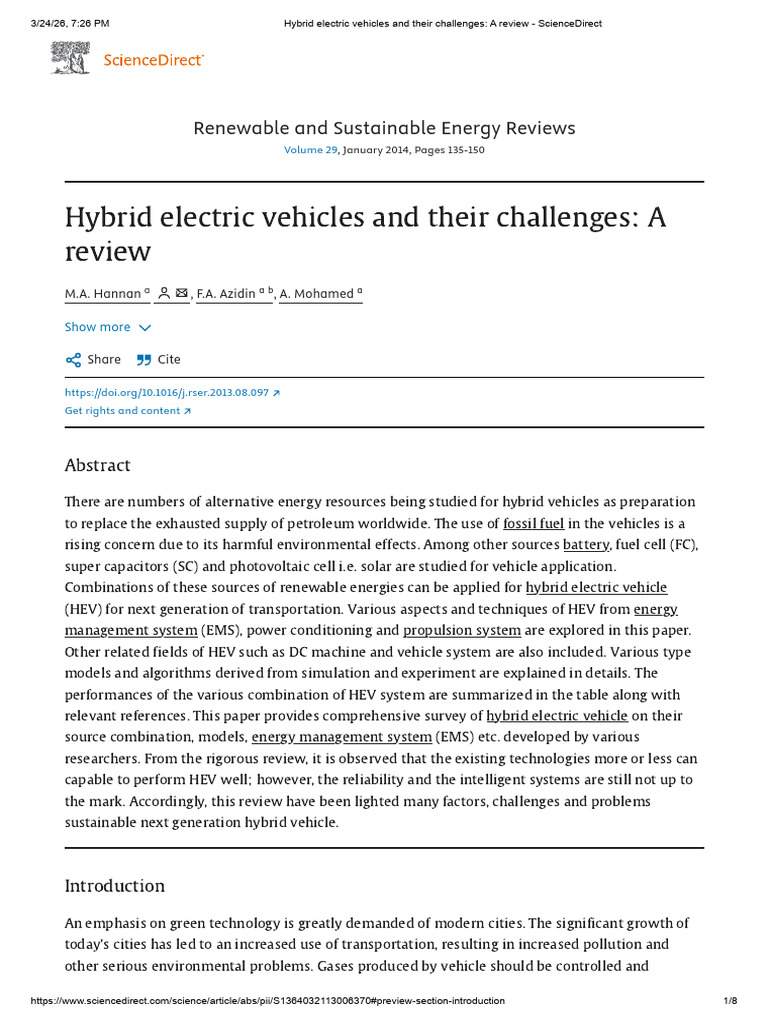 Hybrid Electric Vehicles and Their Challenges_ a Review - ScienceDirect ...