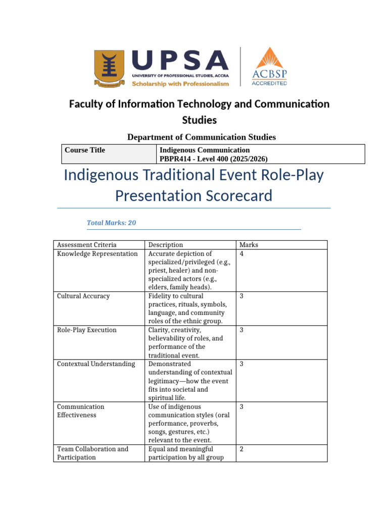 Traditional Event Roleplay Scorecard (1) | PDF
