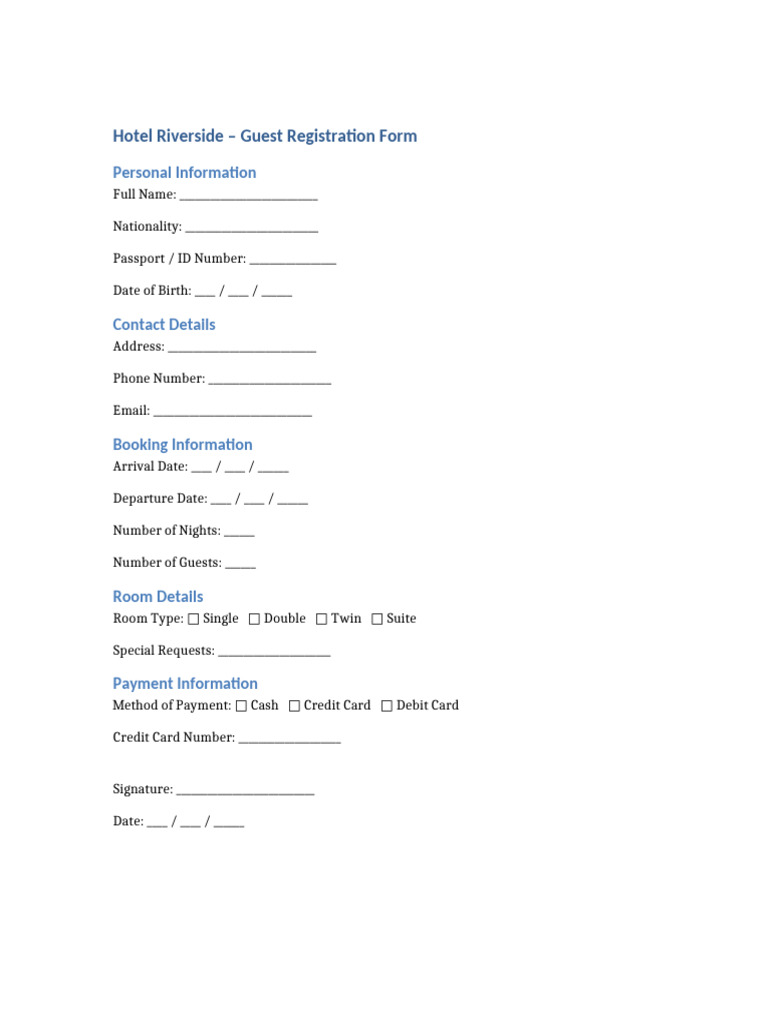 Check in Form | PDF