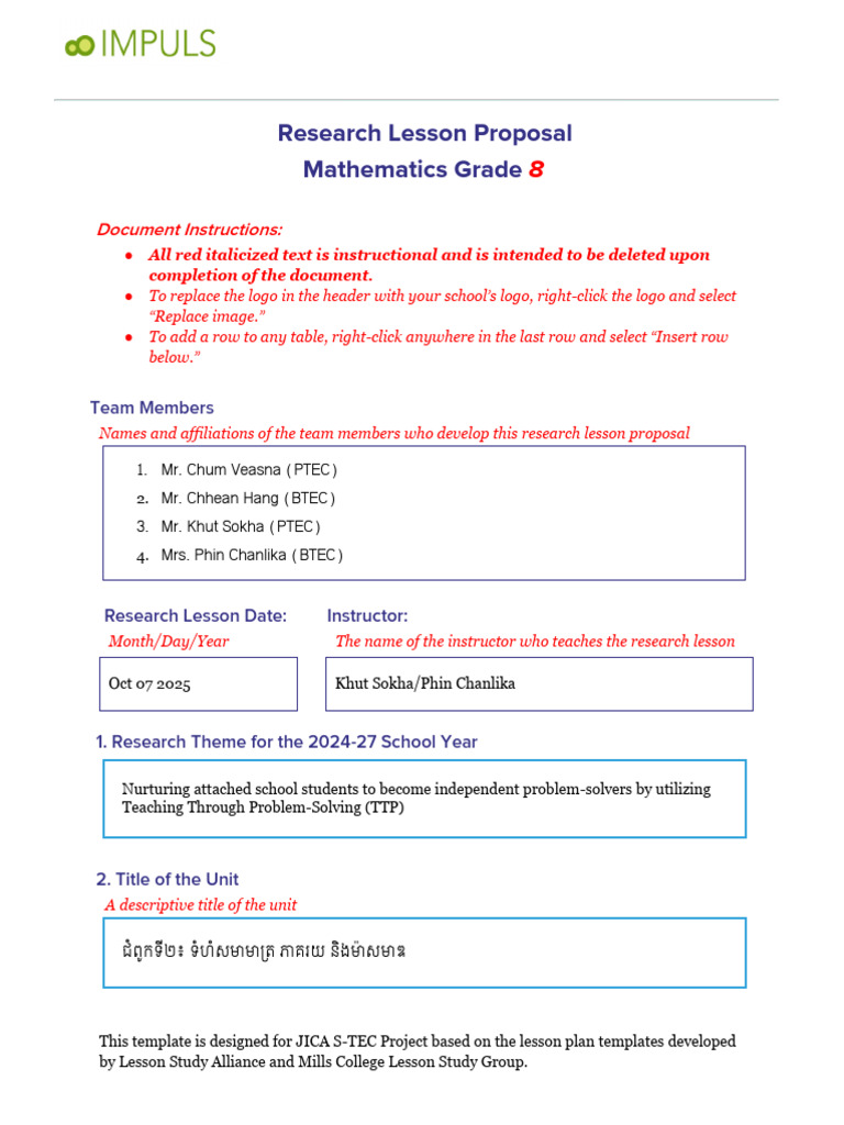 [Math Grade 8 (MIX)] S-TEC Research Lesson Proposal | PDF | Learning ...