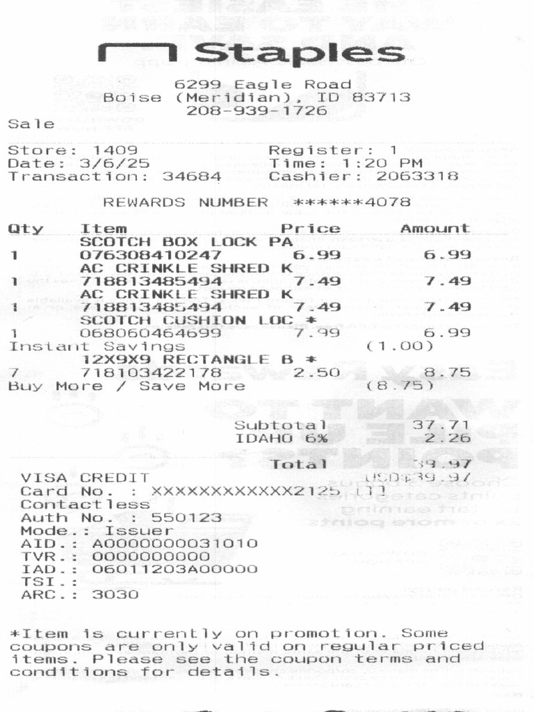 Staples Receipt | PDF