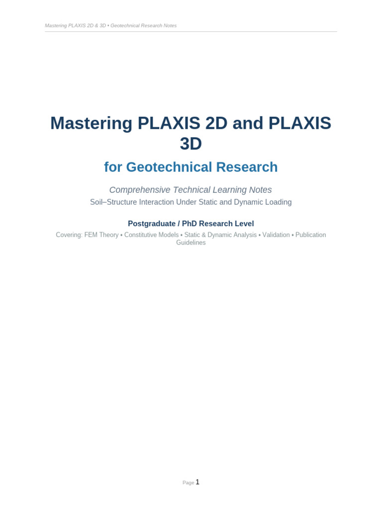 Mastering PLAXIS 2D 3D Research Notes | PDF | Finite Element Method ...