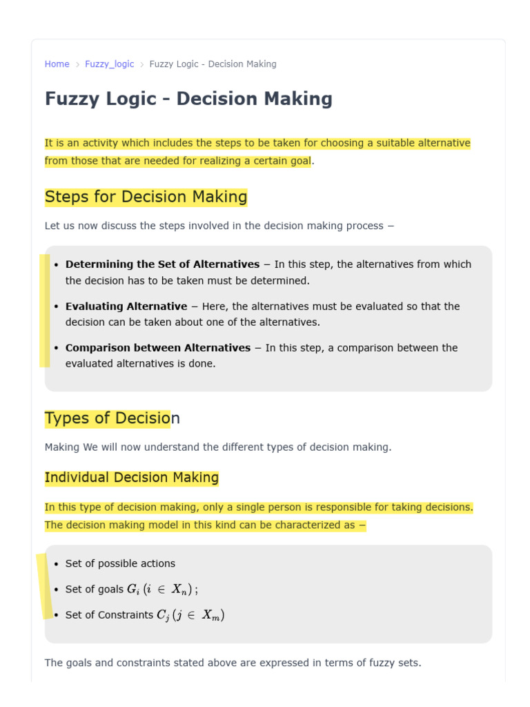 3. Fuzzy Logic - Decision Making | PDF | Mathematics Of Computing ...