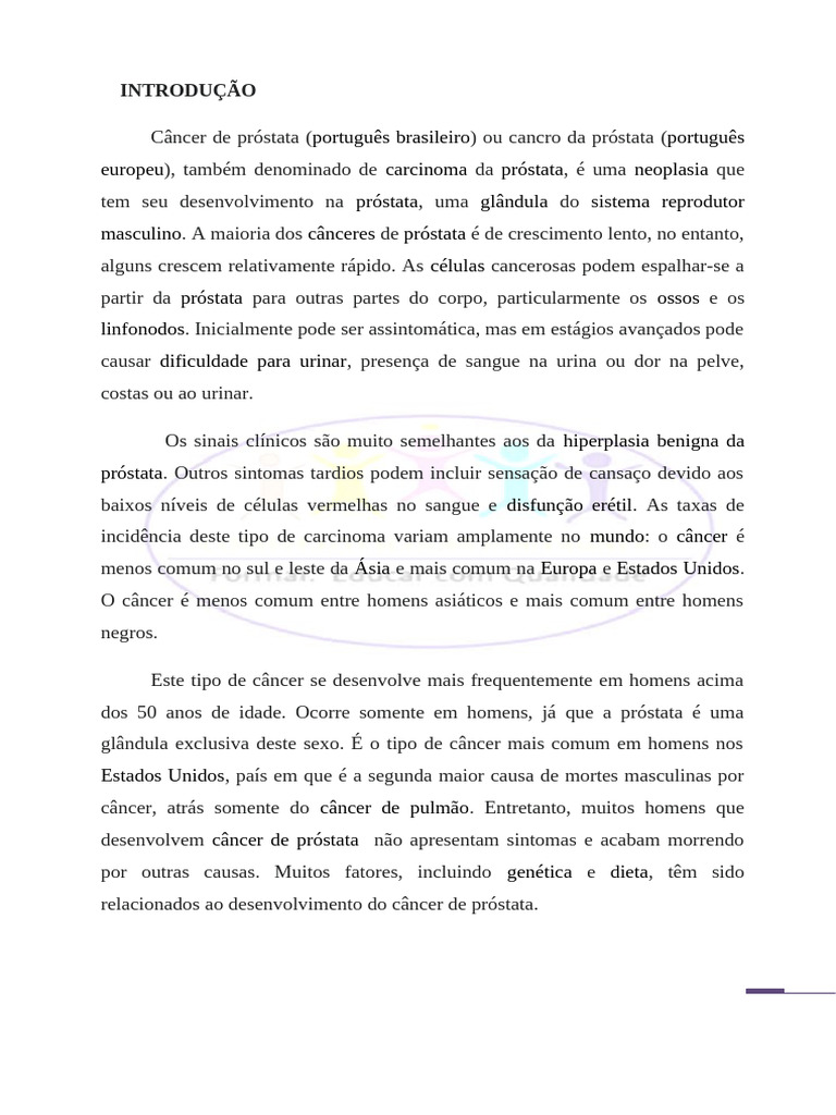 Câncer de Próstata - Wikipédia, A Enciclopédia Livre | PDF | Câncer de ...