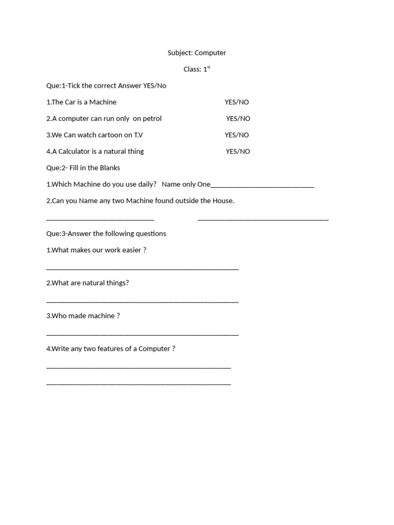 Computer Class 1 | PDF