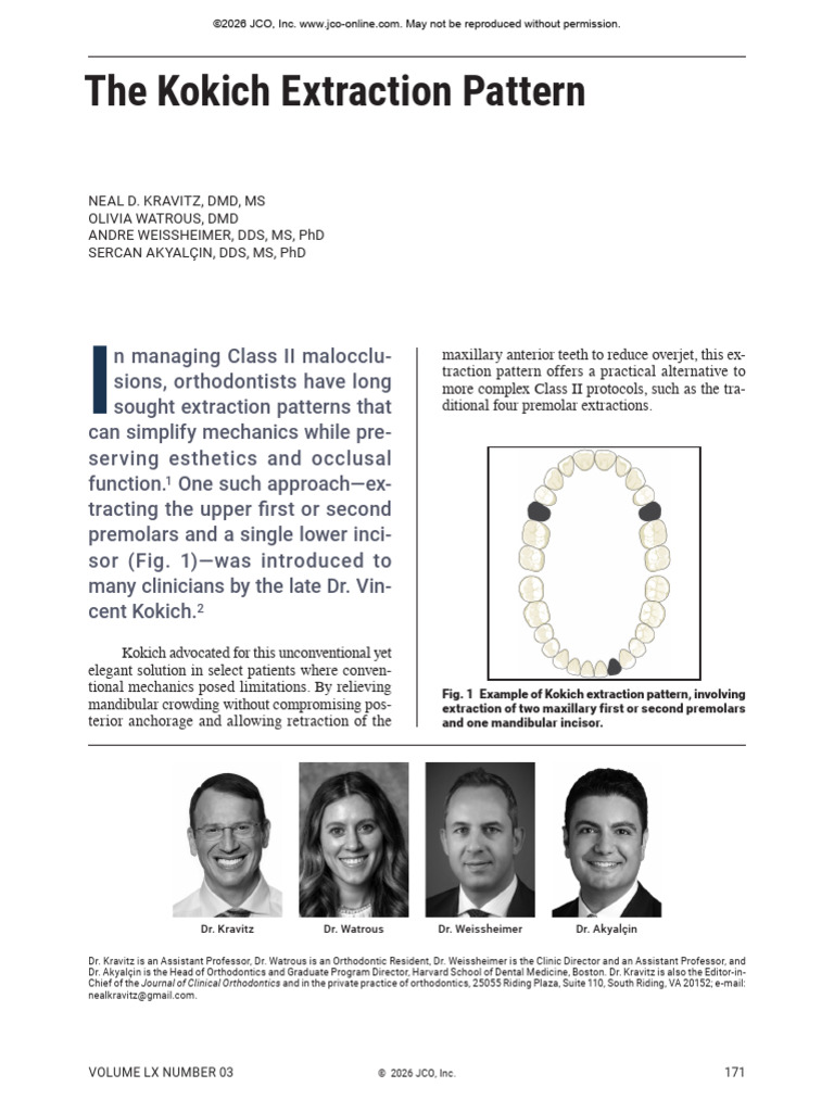2026 JCO Kravitz The Kokich Extraction Pattern | PDF | Dentistry | Tooth