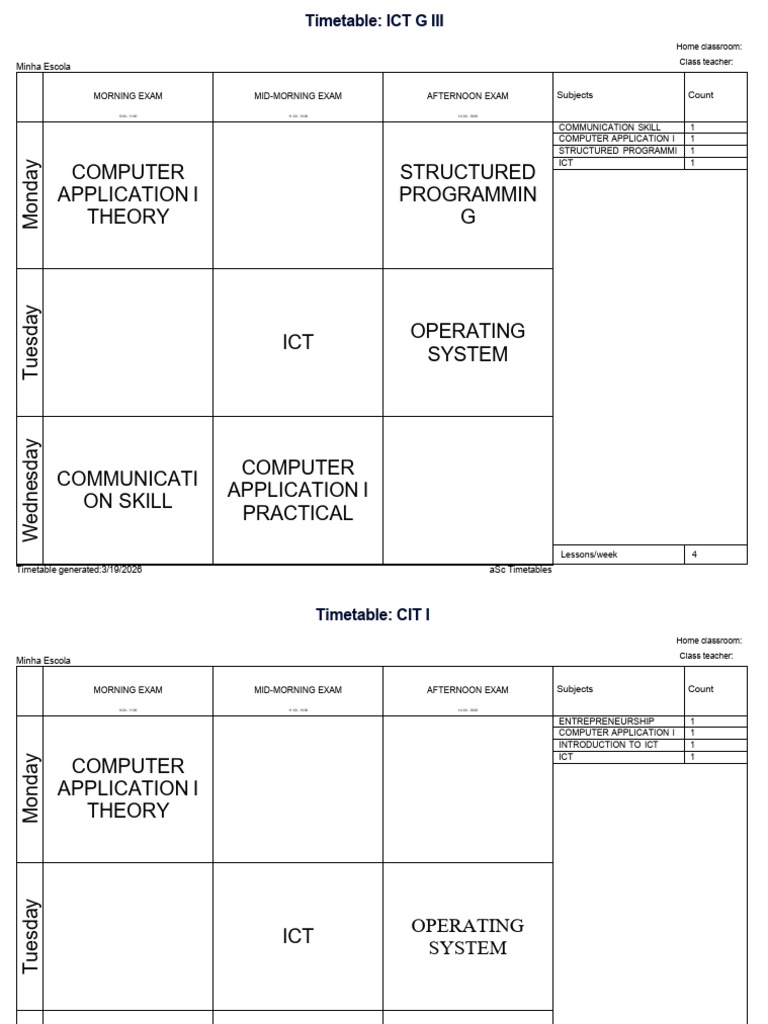 End Term Ict Timetable | PDF | Information And Communications ...