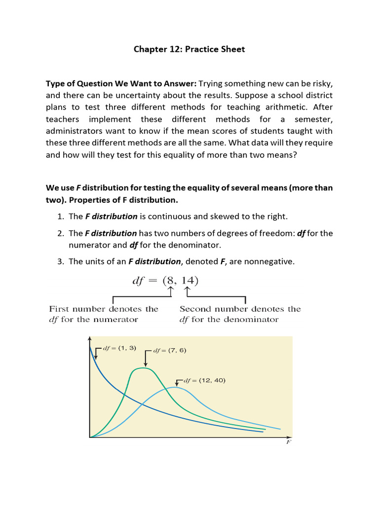 Chapter12_PracticeSheet | PDF | Analysis Of Variance | Variance