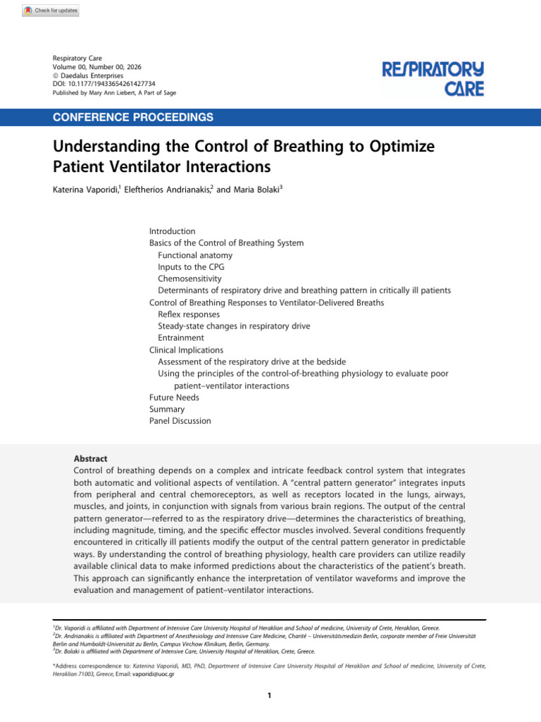 Understanding the Control of Breathing to Optimize Patient Ventilator ...