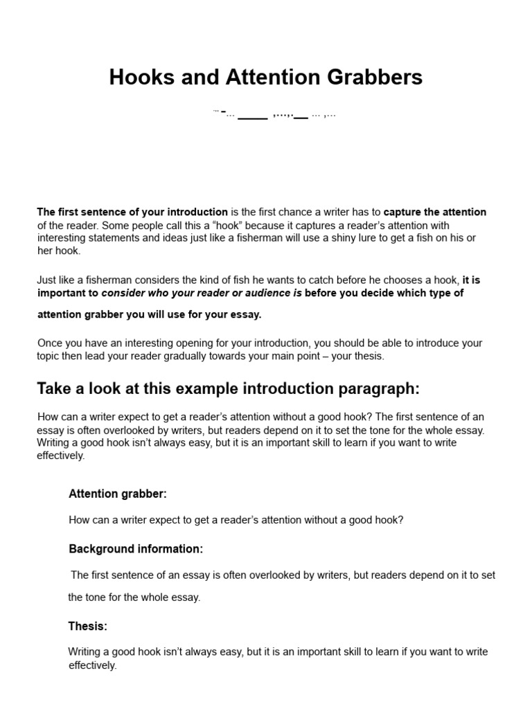 Hooks and Attention Grabbers | PDF | Essays