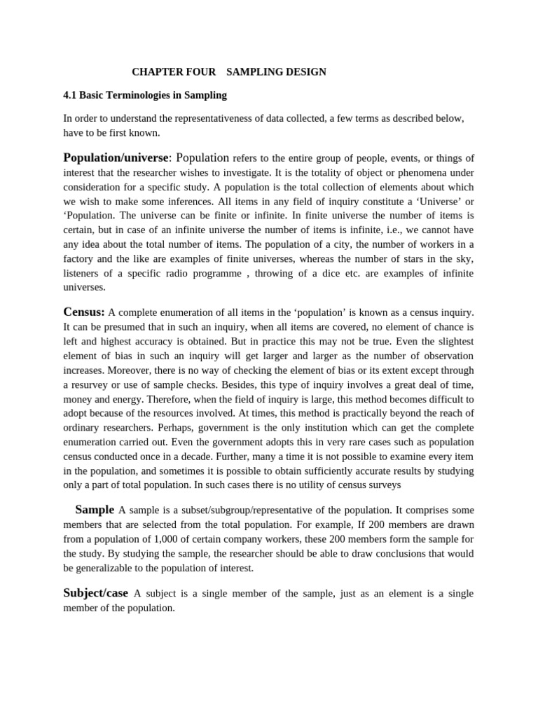 Research Ch 4 | PDF | Stratified Sampling | Sampling (Statistics)