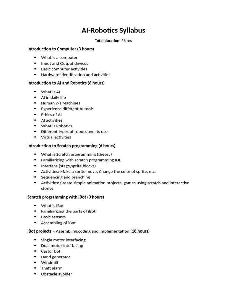 AI Robotics Syllabus | PDF