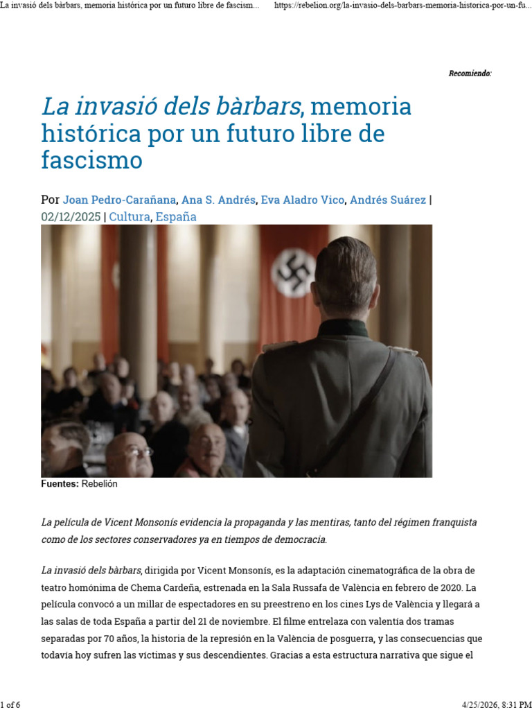La Invasió Dels Bàrbars, Memoria Histórica Por Un Futuro Libre de ...