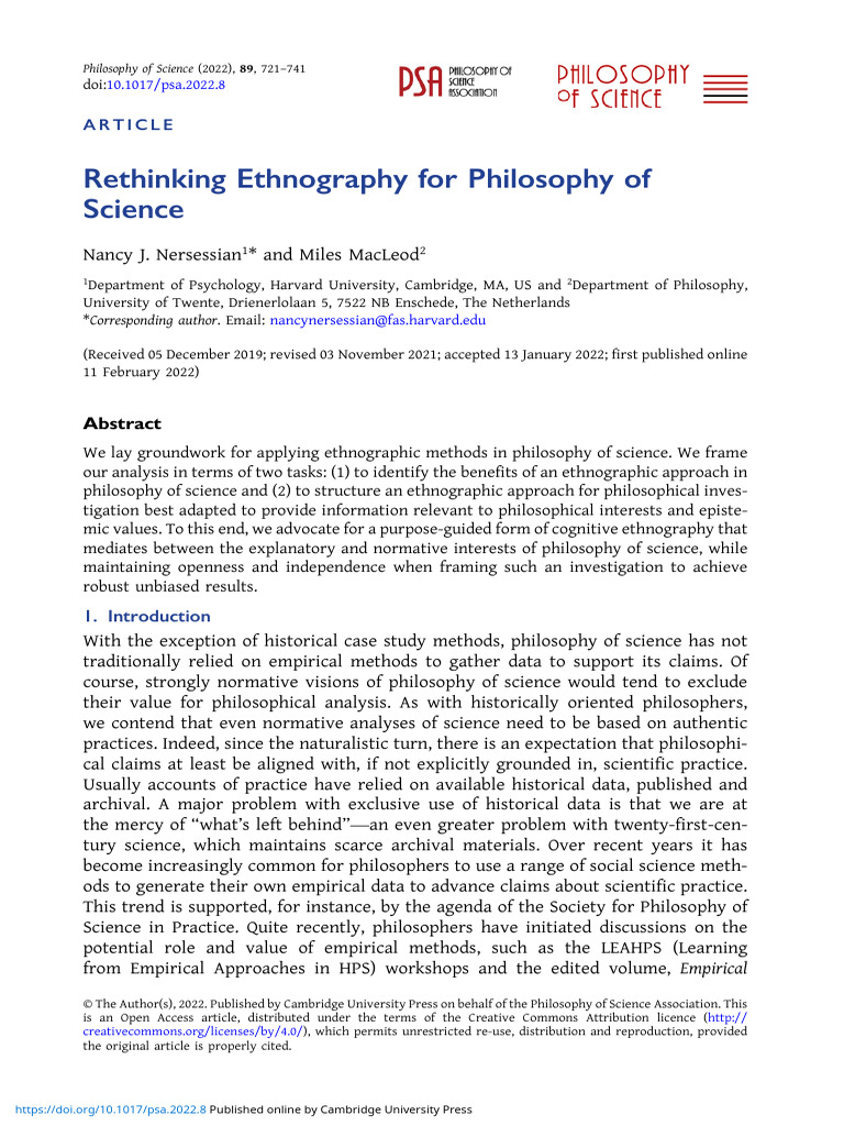 Rethinking Ethnography for Philosophy of Science-2 | PDF | Ethnography ...
