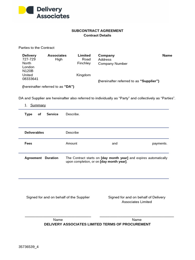 [Implementation Partners] DA_Subcontract Agreement | PDF | Indemnity ...