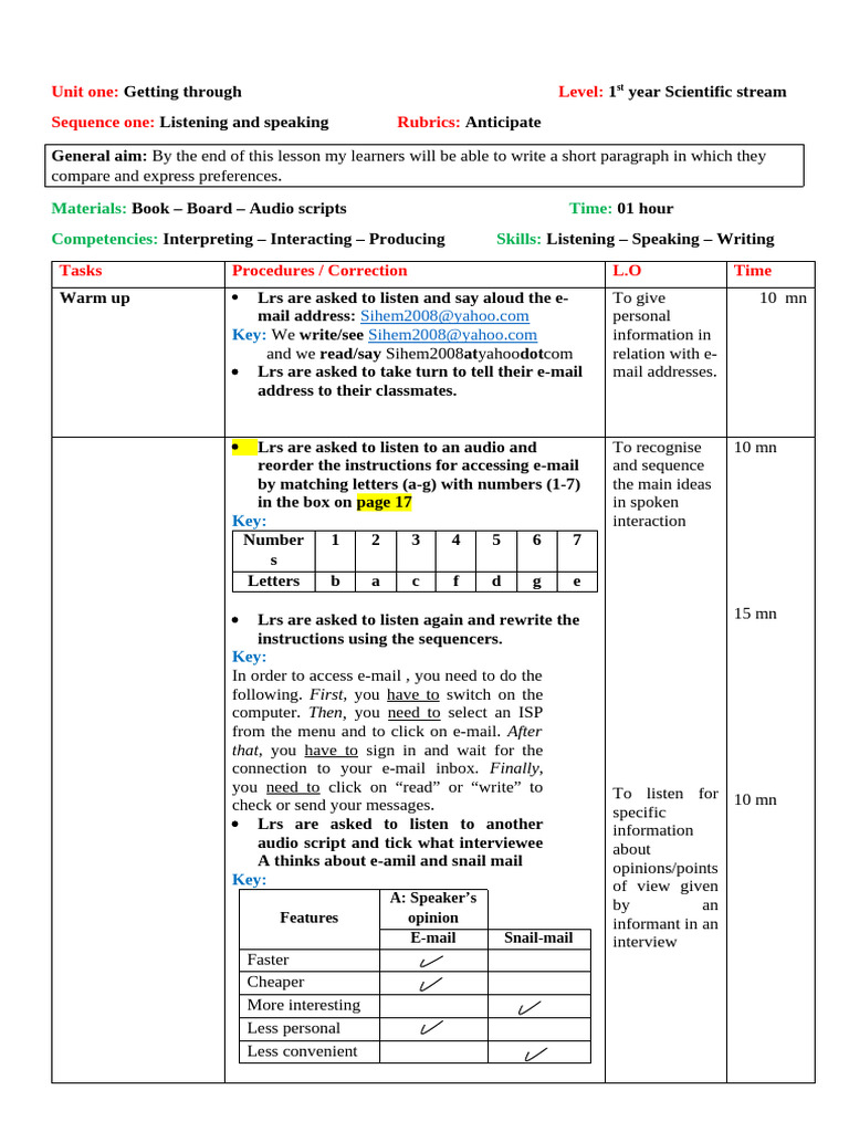 Lesson Plan of Listening Getting Through | PDF
