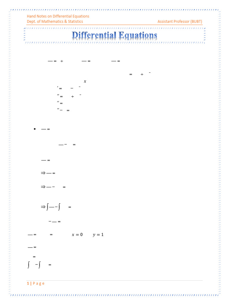 Differential Equation | PDF | Ordinary Differential Equation | Equations