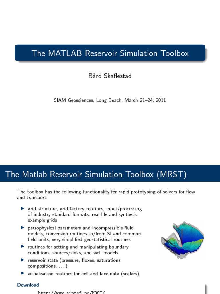 The MATLAB Reservoir Simulation Toolbox | PDF | Matlab