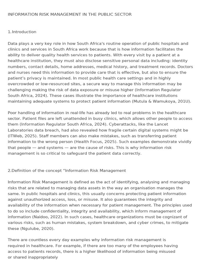 Information Risk Management in the Public Sector | PDF | Computer ...