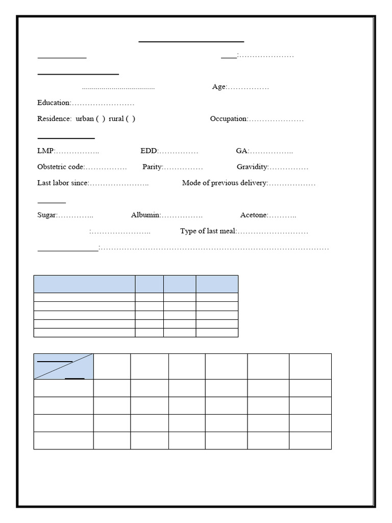 Labor Assessment Sheet | PDF | Childbirth | Medical Specialties