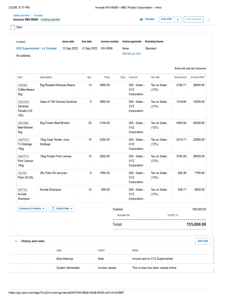 Invoice INV-0009 – ABC | PDF | Invoice | Cuisine