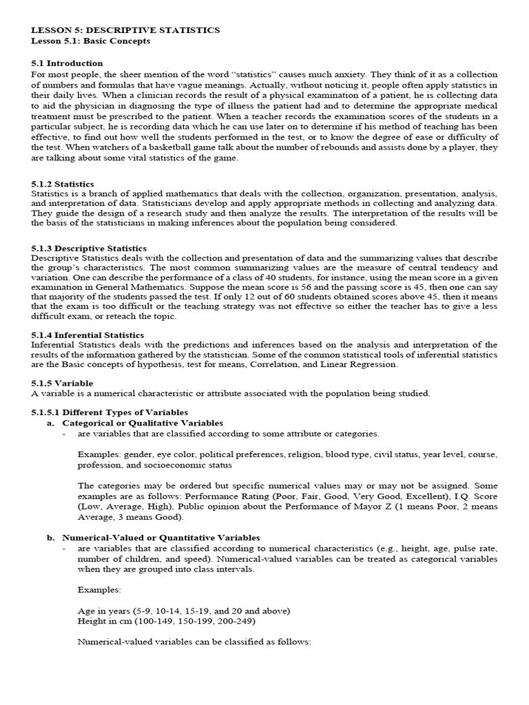 MMW Handouts Final Term | PDF | Statistics | Mode (Statistics)