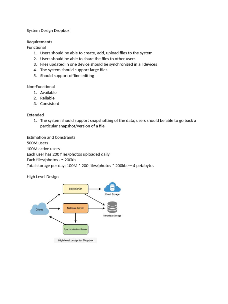 System Design Dropbox | PDF