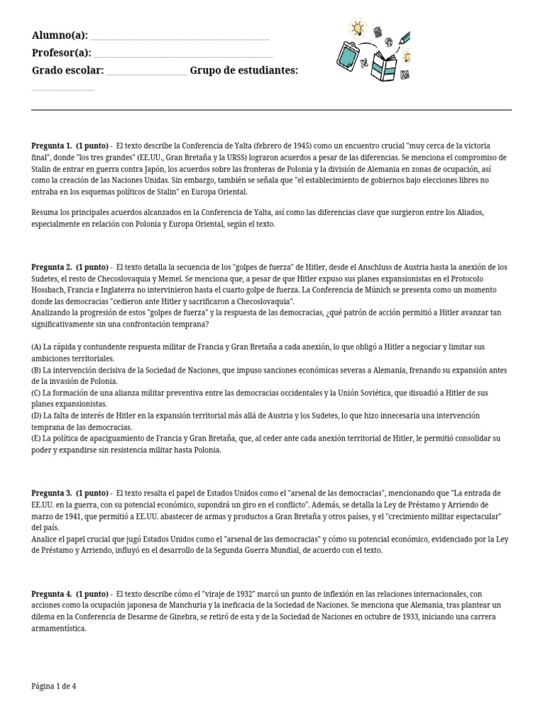 Causas y Consecuencias de La II Guerra Mundial (1) | PDF | Segunda ...