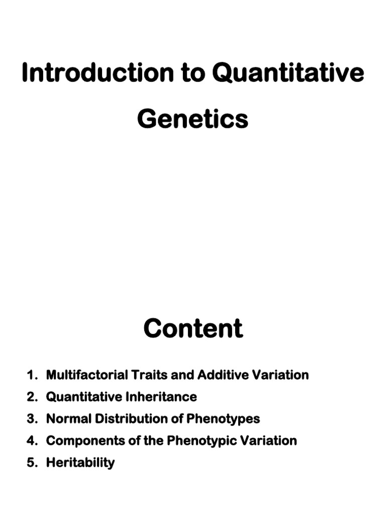 5.Quantitative Genetics | PDF | Dominance (Genetics) | Genotype