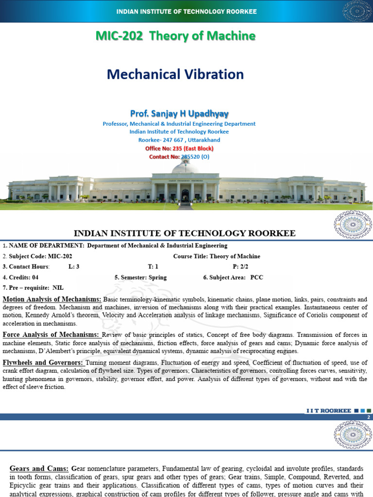 Mechanical Vibration MIC 202 | PDF | Damping | Oscillation
