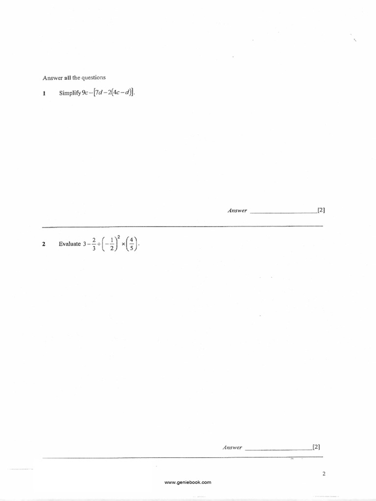 Secondary 1 Maths SA2 2018 2 | PDF