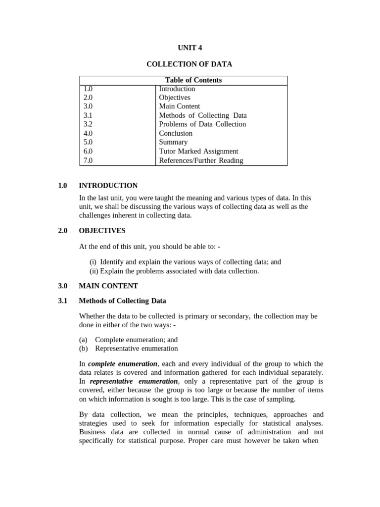 Lesson 4 Unit 4 Collection of Data | PDF