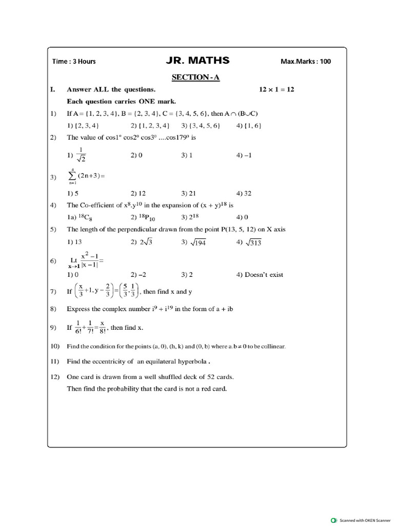 Jr Maths Papers | PDF