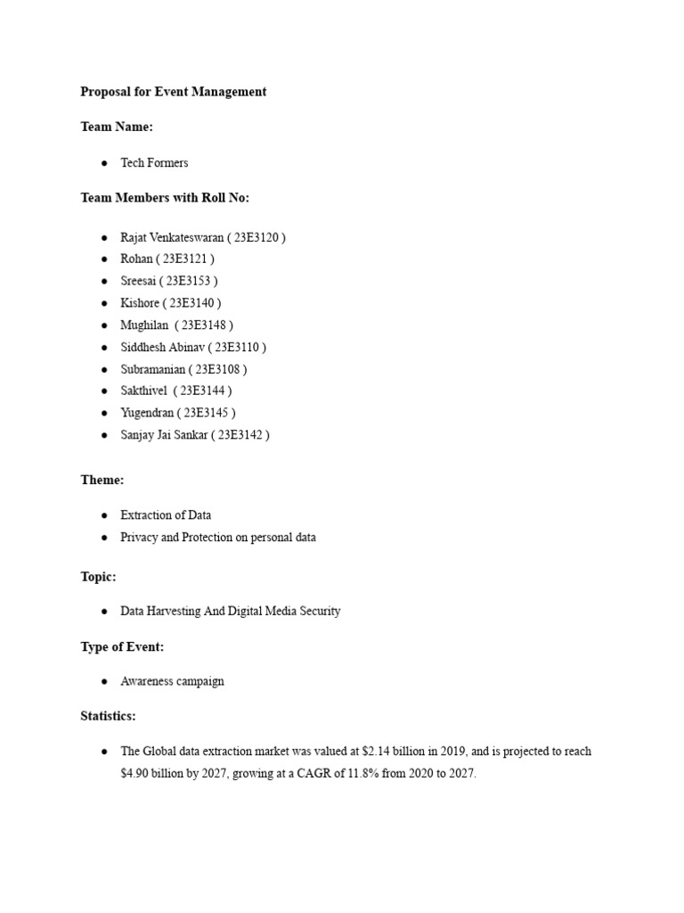 Proposal for Event Management-1 | PDF | Data | Computing