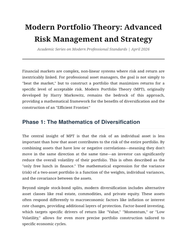 Modern Portfolio Theory and Risk Management | PDF | Modern Portfolio ...